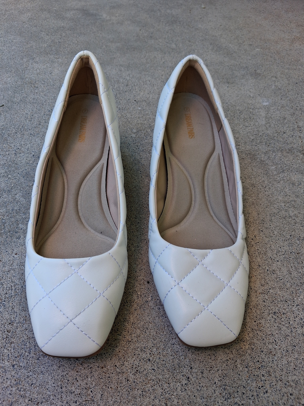 Quilted White Women's Block Heel Shoe - Elegant Everyday Comfort